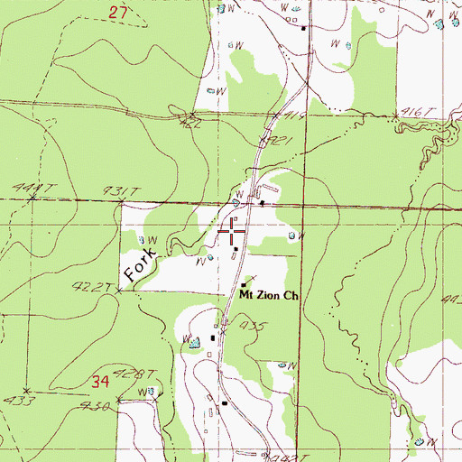 Topographic Map of Mount Zion Church, MS