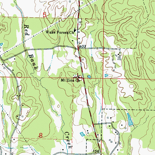 Topographic Map of Mount Zion Missionary Baptist Church, MS