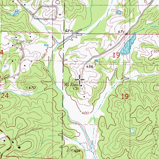 Topographic Map of Mount Zion Church, MS