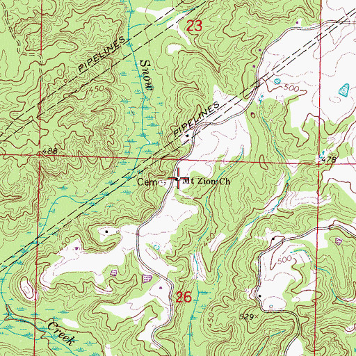 Topographic Map of Mount Zion Church, MS
