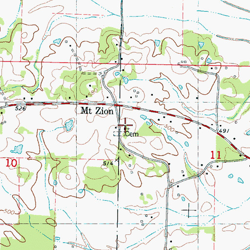 Topographic Map of Mount Zion Church, MS