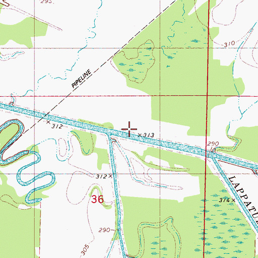 Topographic Map of Mud Creek, MS