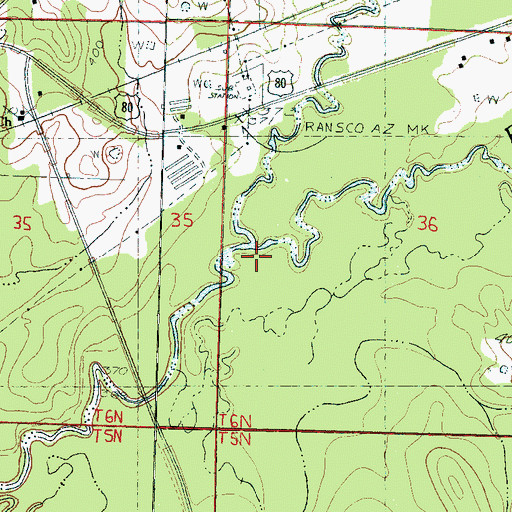 Topographic Map of Mulberry Creek, MS
