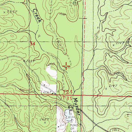 Topographic Map of Murder Creek, MS