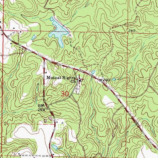Topographic Map of Mutual Rights Church, MS
