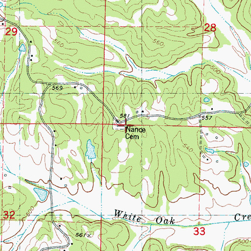 Topographic Map of Nance Cemetery, MS