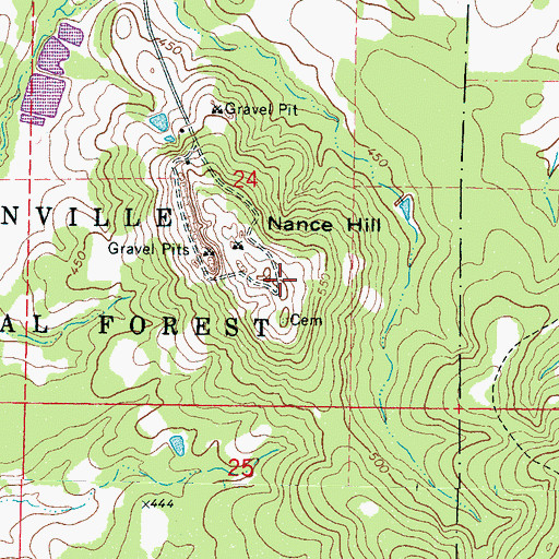 Topographic Map of Nance Hill, MS