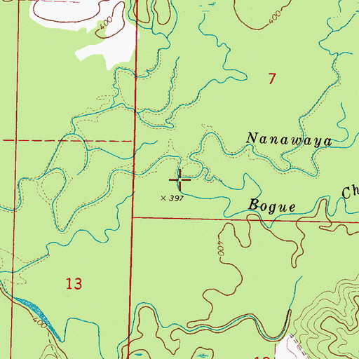 Topographic Map of Nanih Waiya Creek, MS