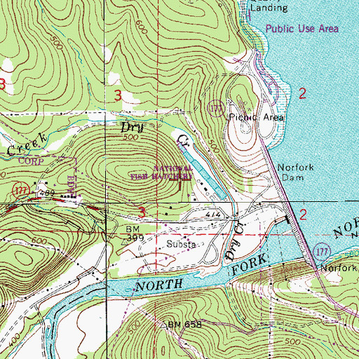 Topographic Map of Norfork National Fish Hatchery, AR