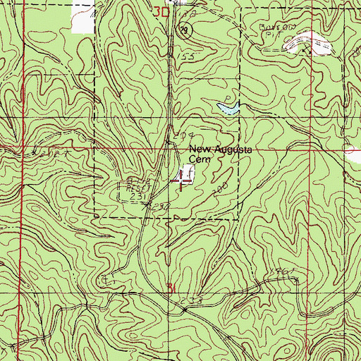 Topographic Map of New Augusta Cemetery, MS