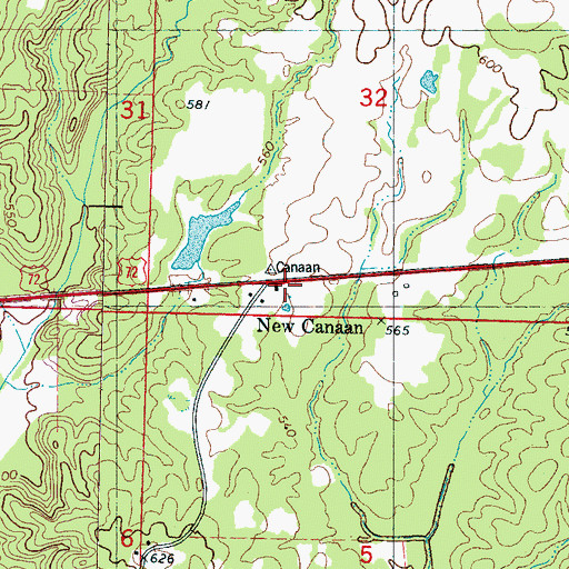 Topographic Map of New Canaan, MS