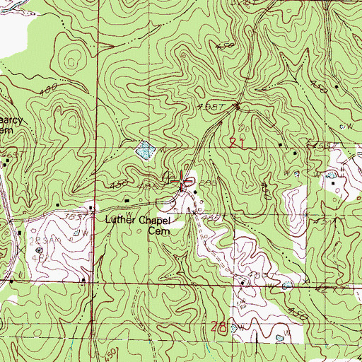 Topographic Map of New Chapel, MS
