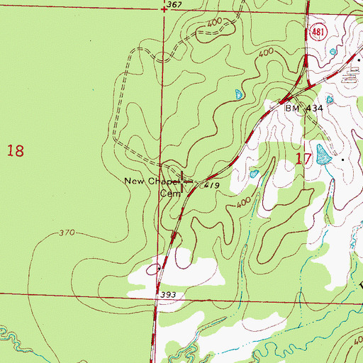 Topographic Map of New Chapel Cemetery, MS