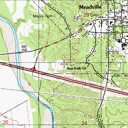 Topographic Map of New Fork Church, MS