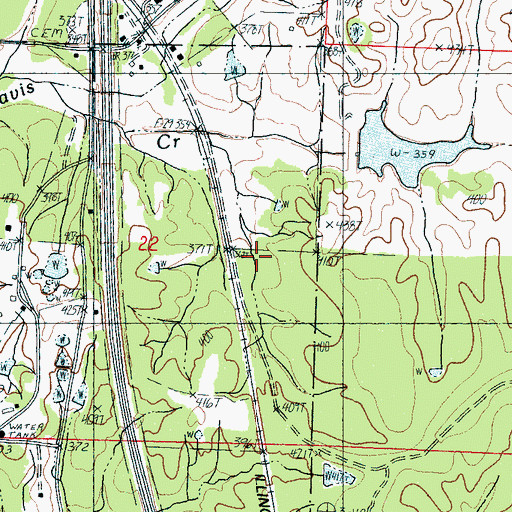 Topographic Map of New Garner Church, MS
