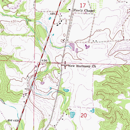 Topographic Map of New Harmony Church, MS