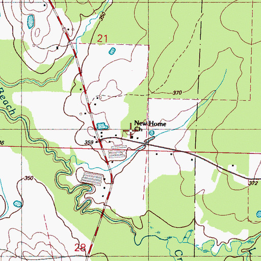 Topographic Map of New Home Church, MS