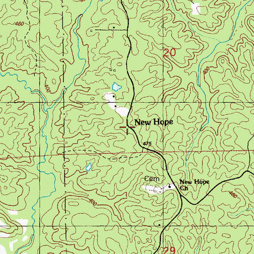 Topographic Map of New Hope, MS