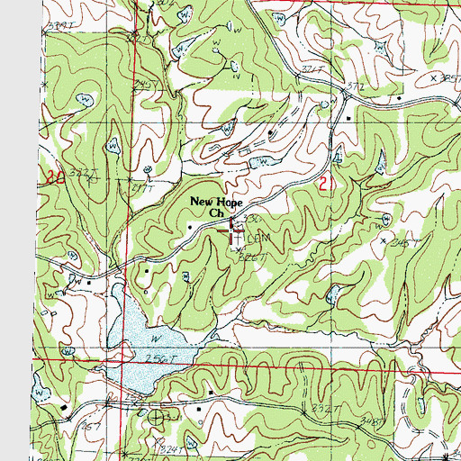 Topographic Map of New Hope Cemetery, MS