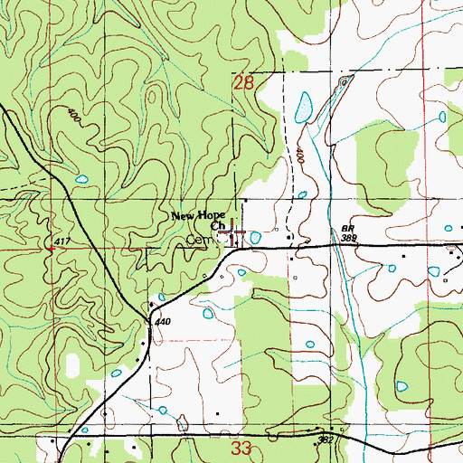 Topographic Map of New Hope Church, MS