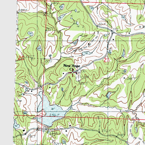 Topographic Map of New Hope Church, MS