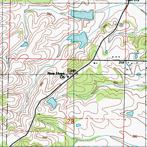 Topographic Map of New Hope Church, MS