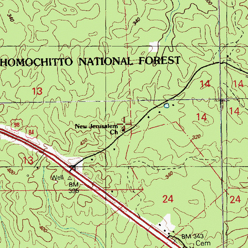 Topographic Map of New Jerusalem Church, MS