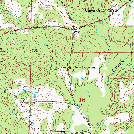 Topographic Map of New Lovewell Church, MS