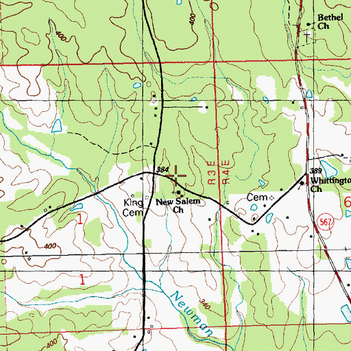 Topographic Map of New Salem Church, MS