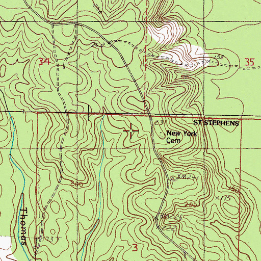 Topographic Map of New York Cemetery, MS