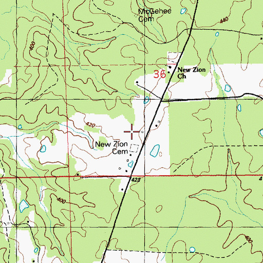 Topographic Map of New Zion Cemetery, MS