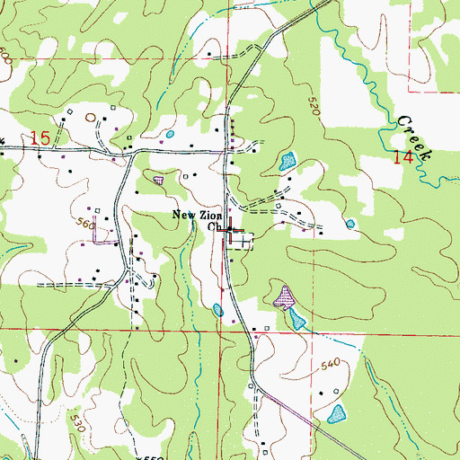 Topographic Map of New Zion Missionary Baptist Church, MS