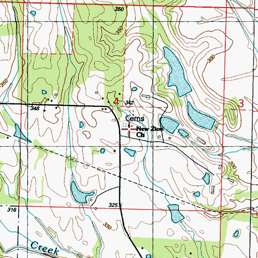 Topographic Map of New Zion School, MS