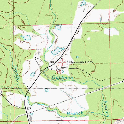 Topographic Map of Newman Cemetery, MS