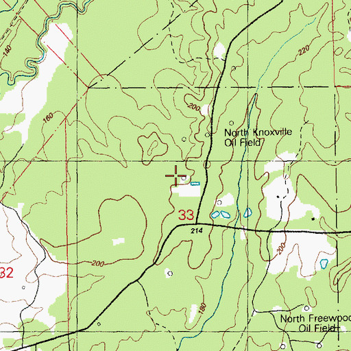 Topographic Map of North Knoxville Oil Field, MS