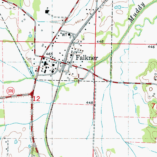 Topographic Map of North Prong Muddy Creek, MS