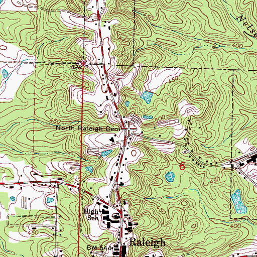 Topographic Map of North Raleigh Cemetery, MS