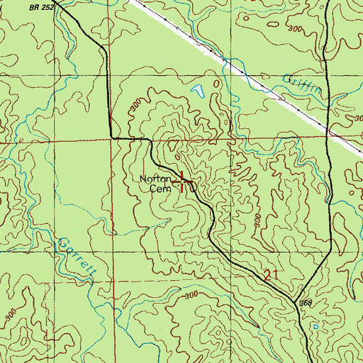 Topographic Map of Norton Cemetery, MS