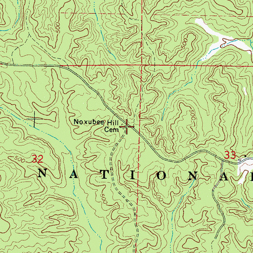 Topographic Map of Noxubee Hill Cemetery, MS