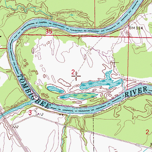 Topographic Map of Noxubee River, MS