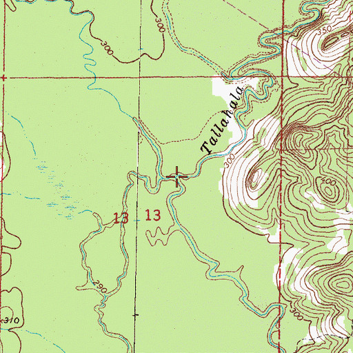 Topographic Map of Nuakfuppa Creek, MS