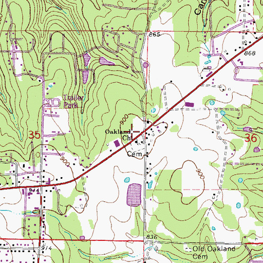 Topographic Map of Oakland School (historical), AR