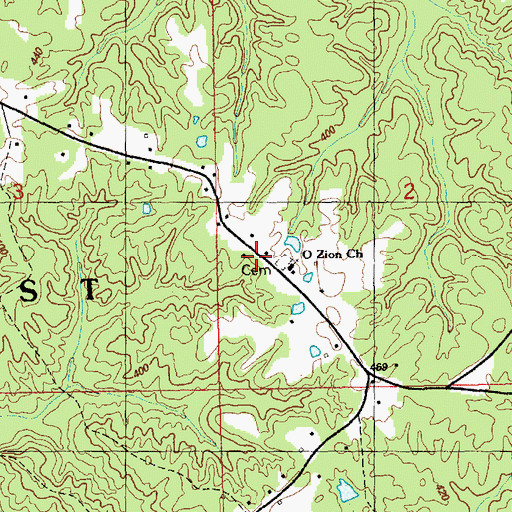 Topographic Map of O Zion Baptist Church, MS