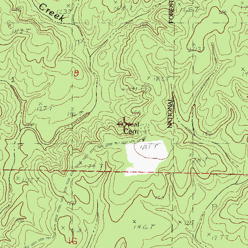 Topographic Map of O'Neal Cemetery, MS