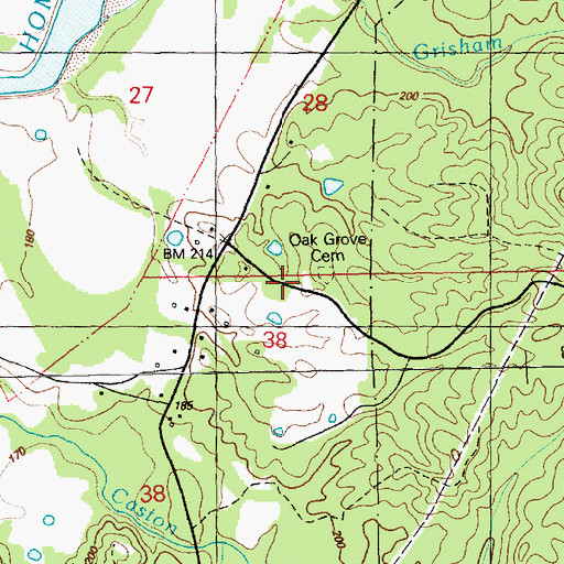 Topographic Map of Oak Grove Cemetery, MS