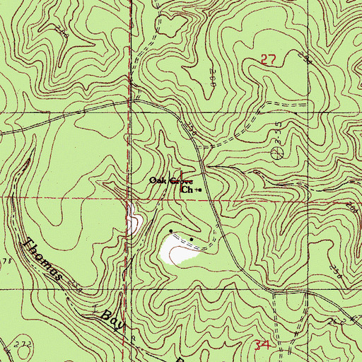 Topographic Map of Oak Grove Church, MS
