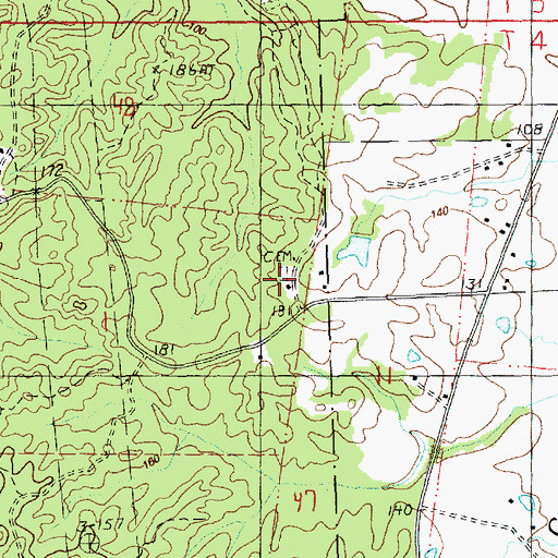 Topographic Map of Oak Grove Church, MS