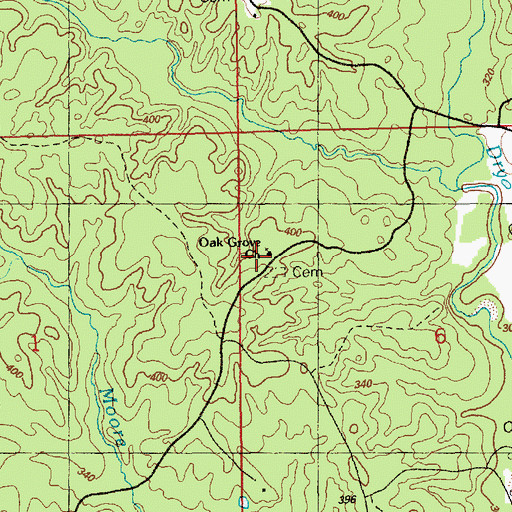 Topographic Map of Oak Grove Church, MS