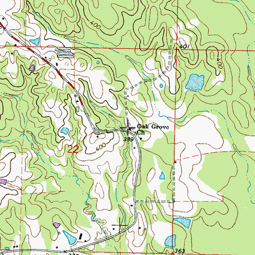 Topographic Map of Oak Grove Church, MS
