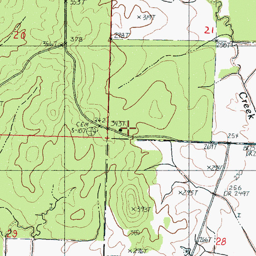 Topographic Map of Oak Hill Church, MS